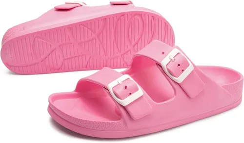 Vista 4 de FUNKYMONKEY - Sandalias bajas cómodas para mujer, hechas de etilvinilacetato, ajustables con hebilla doble