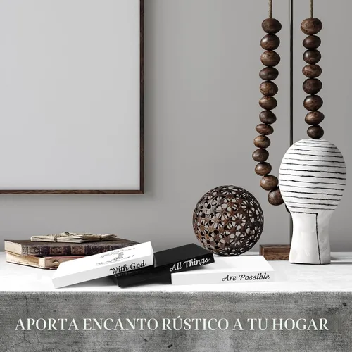 Vista 3 de Capoda 3 piezas de libros decorativos para decoración del hogar, libros falsos apilados estilo granja, decoración de mesa rústica de madera