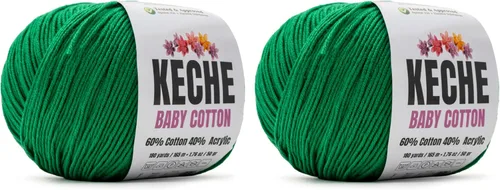 Vista 31 de Keche Hilo de Algodón, 60% Algodón 40% Hilo Acrílico, Hilo de Algodón Suave para Crochet y Tejer, Hilo Amigurumi 1 Madeja/Bola 1.76 Oz (50g) / 180
