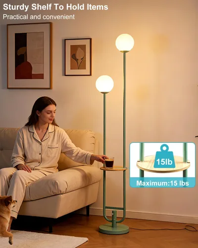 Vista 6 de Lightdot Lámpara de pie rosa regulable de 60 pulgadas, lámparas de pie de mediados de siglo con 3 bombillas G9 de 3000 K de color blanco cálido