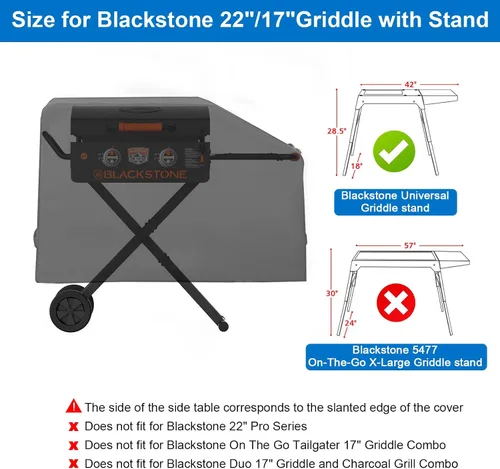 Vista 2 de KINGLY Cubierta de parrilla para Blackstone de 22 pulgadas con capucha y soporte, súper duradera, resistente al agua, para parrilla Blackstone de 17