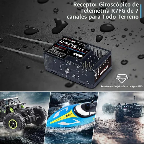 Vista 2 de Radiolink R7FG - Receptor de giroscopio de 7 canales, 2.4 GHz, telemetría integrada, control de largo alcance para RC coche, barco, transmisor