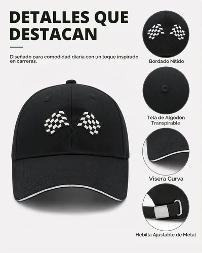 Vista 4 de Waldeal Men's Baseball Caps Checkered Flags Race Car Flag Pole Adjustable Dad Hat Negro