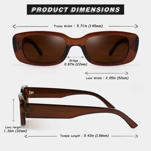 Vista 5 de GQUEEN Rectangle Sunglasses for Women Polarized Square Retro Vintage 90s Trendy Fashion UV400