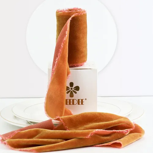 Vista 17 de MEEDEE Cinta de Terciopelo Beige de 3 Pulgadas Cintas con Flecos Beige Cintas de Terciopelo de Seda con Borde Crudo para Coronas, Ramo de Flores