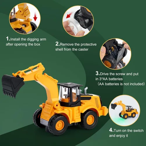 Vista 5 de Kizeefun Excavadora camión niños juguetes,Excavadora con rueda universal