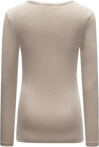 Vista 4 de OThread & Co. Camiseta de manga larga con cuello redondo para mujer, capa básica, de elastano
