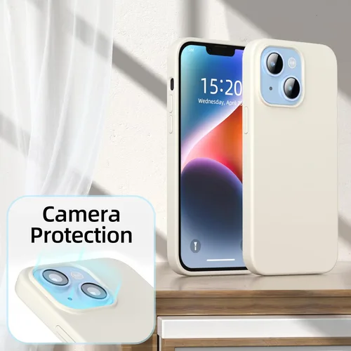 Vista 4 de Funda para iPhone 14 Plus, funda de silicona líquida, forro de microfibra suave antiarañazos, protección de cuerpo completo de grado militar, funda