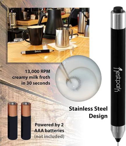 Vista 4 de Nestpark Mezclador de bebidas portátil pequeño Batidora eléctrica de mano - Licuadora de café Keto inalámbrica y funciona con pilas a prueba de balas