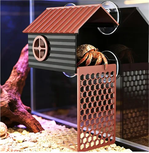 Vista 7 de Escondite de cangrejo ermitaño con túnel de escalada Juguetes de escalada de cangrejo ermitaño Accesorios para tanque de agua de cangrejo