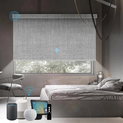 Vista 52 de SmartWings Persianas Motorizadas con Sombras para Ventana Control Remoto Funciona con Thread Apple Homekit Z-Wave Alexa 100% Blackout de Doble Cara