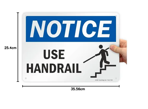 Vista 6 de SmartSign Cartel de "Aviso - Usar pasamanos" Plástico de 10 x 14 pulgadas