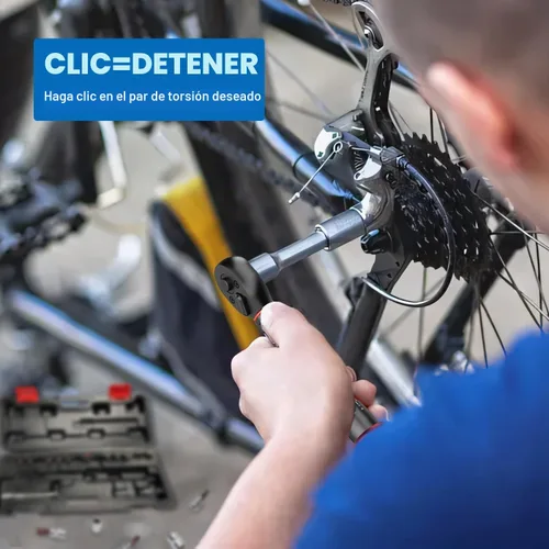 Vista 4 de SUERCUP Llave dinamométrica de 1/4 pulgadas con accionamiento de clic, juego de llave dinamométrica para bicicleta de 18 piezas 3-25Nm, llave