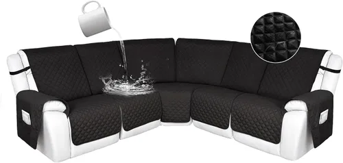 Vista 127 de HDCAXKJ Fundas de sofá seccional reclinable 100% impermeable, forma de L, funda de sofá reclinable lavable acolchada suave para mascotas, perro