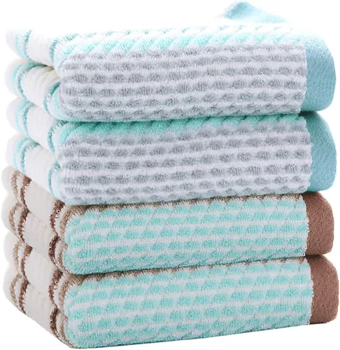 Vista 13 de Pidada Juego de 2 toallas de mano con patrón de rayas, 100% algodón, suave, absorbente, toalla decorativa para baño (marrón)