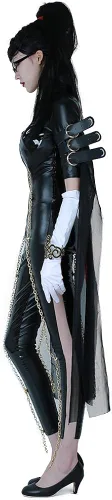 Vista 2 de miccostumes Disfraz de bruja para mujer, disfraz de Halloween con guantes y diadema