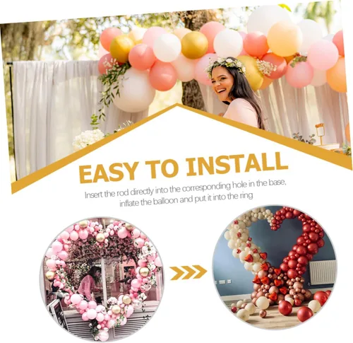 Vista 8 de LABRIMP Kit de soporte para globos, soportes de arco de corazón para decoración de bodas, kit de columna de globos pastel para fiesta
