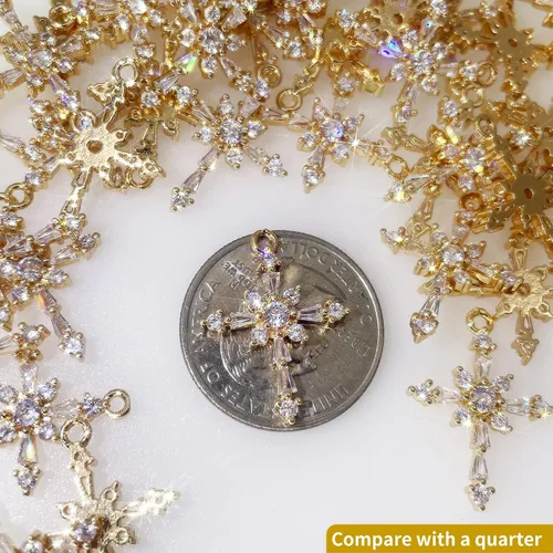 Vista 2 de Zirconia Crystal Rhinestone Cross Charms for Jewelry Making Bracelet Necklace Choke Earring Pendant Key Chain Craft Supplies DIY Accessories