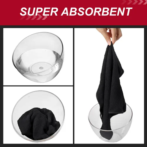 Vista 3 de Oudain 200 piezas de paño de limpieza de microfibra, toallas de microfibra de 40,6x40,6 cm para auto, súper absorbentes, trapos de limpieza