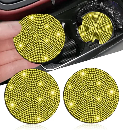 Vista 26 de NBTEPEM 2 posavasos de auto con diamantes de imitación, 2.75 pulgadas, antideslizantes, a prueba de golpes, universal, a la moda, para auto