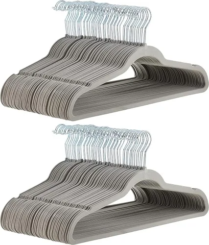 Vista 24 de Amazon Basics - Ganchos finos de terciopelo antideslizantes para trajes, paquete de 30, color negro