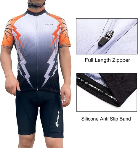 Vista 5 de sponeed - Jerséis de ciclismo para hombre, tops, camisas de ciclismo, manga corta, atuendo de ciclismo, chaqueta de ciclismo de cierre completo