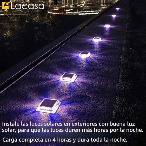 Vista 4 de Lacasa Luz Solar para Exteriores, Juego de 4 Piezas, 30LM, IP68 Resistente al Agua, Luz Solar de Jardín Automática de Encendido/Apagado para Paquete