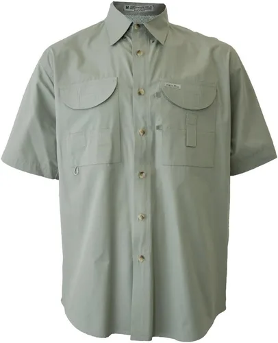 Vista 25 de Camisa de manga corta con botones de pesca para hombre, transpirable, para exteriores, casual, ligera