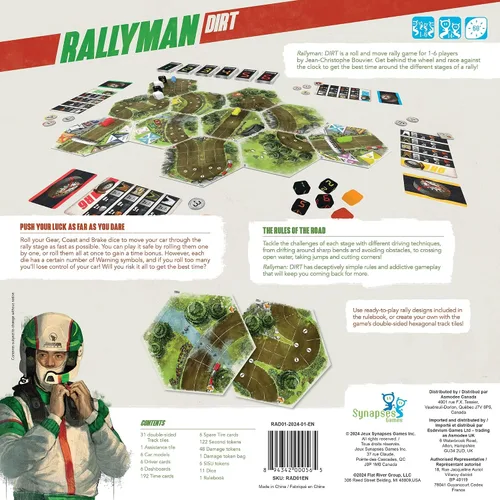 Vista 2 de Synapses Games Rallyman: DIRT Juego de mesa de estrategia Coches de carreras con dados 1 a 6 jugadores 60 minutos A partir de 10 años
