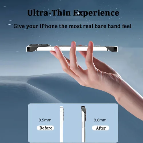Vista 3 de Omio - Funda magnética delgada para iPhone 15 Pro Max con soporte invisible, compatible con MagSafe, parachoques transparente sin marco, diseño sin