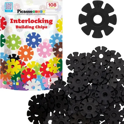 Vista 20 de PicassoTiles Juego de 600 fichas de construcción entrelazadas con bloques de disco creativos, juguetes de aprendizaje STEM para educación temprana