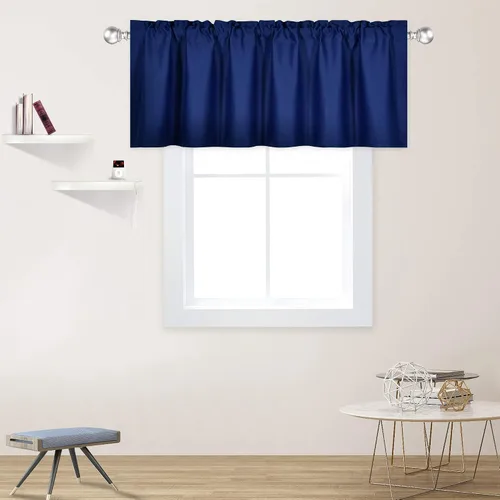 Vista 69 de DECOVSUN Cenefa morada para ventanas de 60 x 18 pulgadas, aislamiento térmico sólido, bolsillo para cortinero, cenefa corta para cocina, cenefa