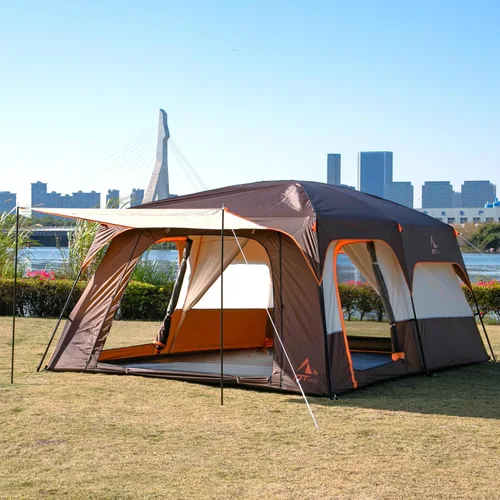 Vista 3 de KTT Extra Large Tent 10-12-14 Person(B),Family Cabin Tents,2 Rooms,3 Doors and 3 Windows with Mesh,Straight Wall,Waterproof,Double Layer,Big Tent