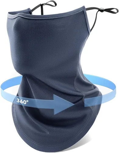 Vista 6 de Funda protectora solar para la cara, protección UV, bufanda para la cara, para mujeres y hombres, con cintas elásticas para las orejas, protector