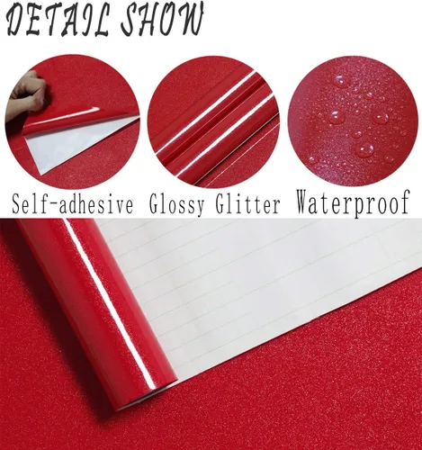 Vista 3 de Toduso Papel adhesivo rojo para encimeras, papel de contacto autoadhesivo para gabinetes, papel tapiz extraíble para despegar y pegar, impermeable