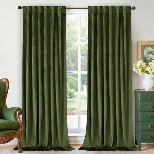 Vista 10 de BGment Cortinas de terciopelo rosa polvoriento, 2 paneles de 84 pulgadas, 2 paneles para sala de estar, aislamiento térmico de lujo, reducen