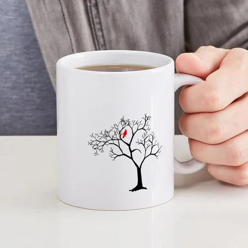 Vista 6 de CafePress Cardinal In Snowy Tree - Taza de café de cerámica (11 oz)