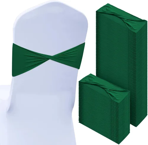Vista 13 de CHENGU 100 bandas de elastano para silla, con lazo liso, para bodas, sin hebilla, decoraciones de cumpleaños, lazos elásticos, bandas deslizantes
