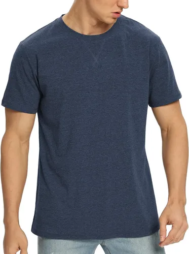 Vista 35 de NITAGUT Camiseta clásica de algodón para hombre con cuello redondo
