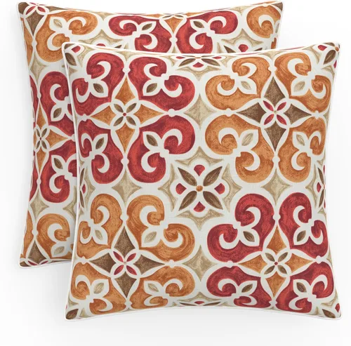 Vista 30 de Pillow Perfect Almohada decorativa floral para interiores y exteriores, relleno de felpa, resistente a la intemperie y a la decoloración, lumbar