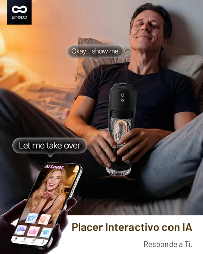 Vista 5 de EINSEO Masturbador masculino de succión con manga profunda de 7.1 pulgadas, juguetes sexuales AI Sync para hombres, succión y vibración de 7