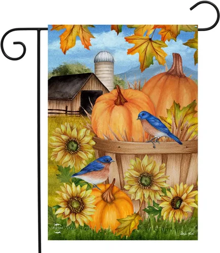 Vista 19 de Briarwood Lane - Bandera de jardín de cestas de crisantemos