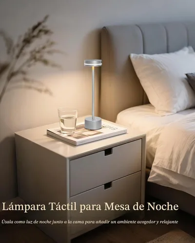 Vista 8 de Paquete de 2 lámparas de mesa LED inalámbricas recargables, lámpara de escritorio LED portátil de 5000 mAh, funciona con pilas, luz de mesa