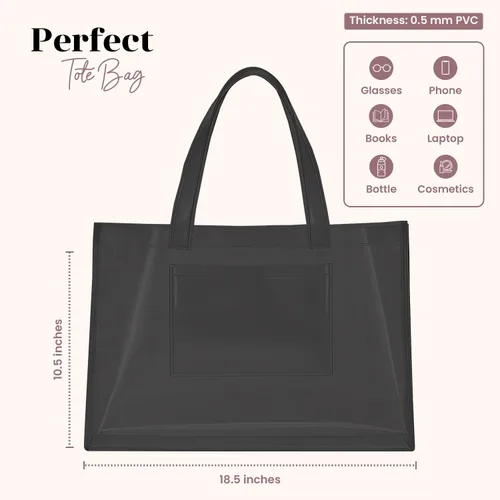 Vista 4 de Plastic Tote Bag, Durable PVC Transparent Bag with Reinforced Handles, Waterproof Vinyl