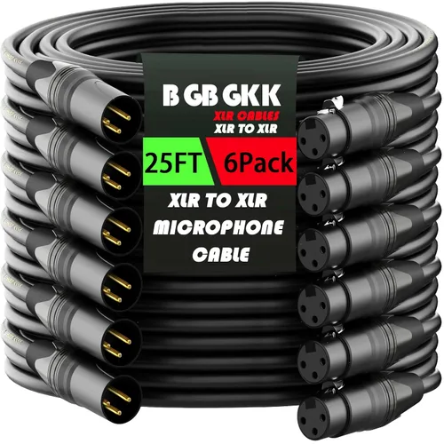 Vista 17 de XLR Cables - Cable de micrófono XLR profesional de 3 pines X L R de 3 pines chapado en oro, cable de micrófono equilibrado, multicolor