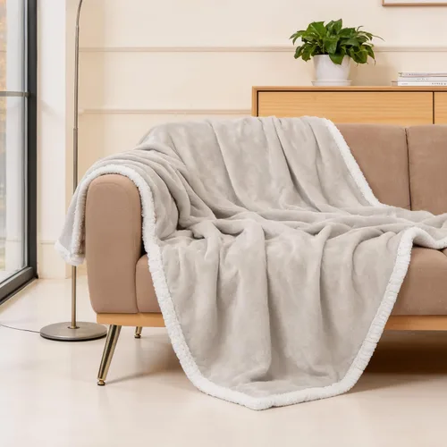 Vista 6 de Beautex Manta de Vellón Sherpa Beige Crema, Manta Suave y Esponjosa de Franela y Felpa, Manta Acogedora y Suavísima para Sofá, Cama y Adultos