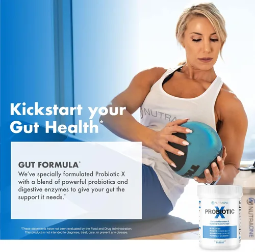 Vista 8 de Suplemento probiótico ProbioticX para mujeres y hombres por NutraOne - Probióticos para la salud digestiva y el apoyo inmunológico* (30 cápsulas)