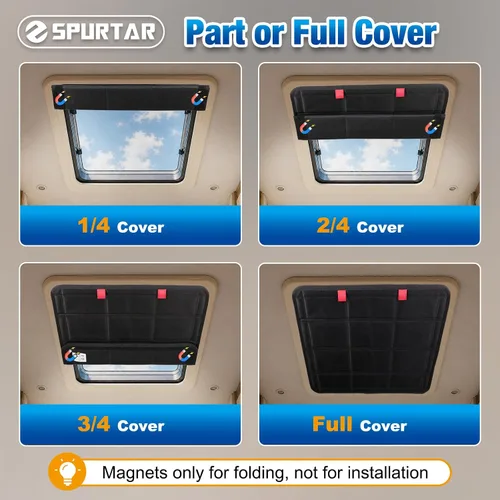 Vista 4 de Spurtar RV Skylight Cover 16.15" x 16.15" (Outer Frame Size) Fit 14"x14" RV Skylight, UV Protection, For Camper, Motorhomes, Travel Trailers, Hook