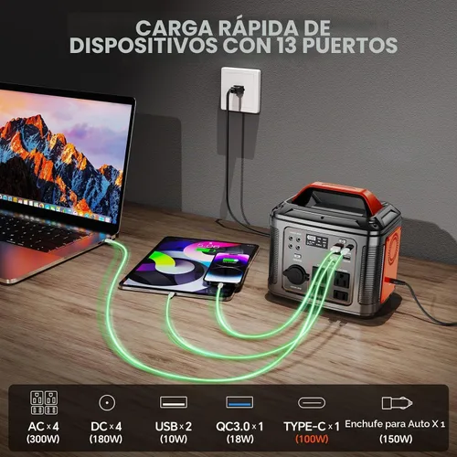Vista 4 de Powerbank 300W Power Station 296Wh Generador Solar Panel 60W