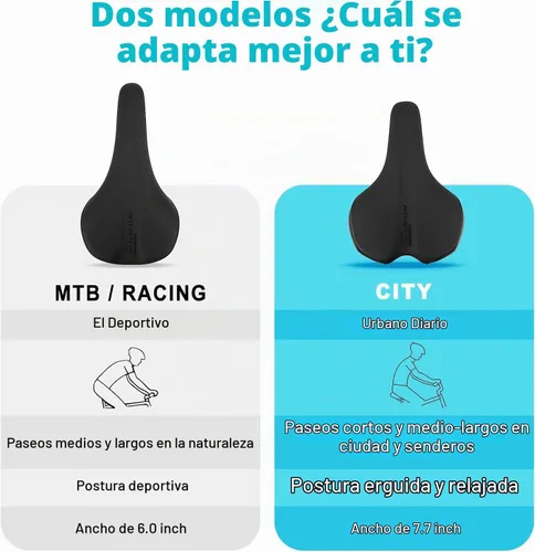 Vista 6 de FIFTY-FIFTY Sillín de bicicleta de montaña, cómodo asiento de bicicleta de espuma viscoelástica, suave e impermeable para hombres y mujeres